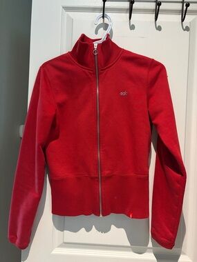 Fitted Edc Red Full-Zip Women's Sweater